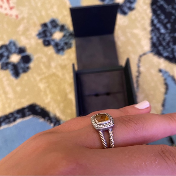 Petite Albion Ring with Citrine and Diamonds - Picture 3 of 9